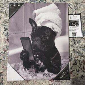 Design District French Bulldog bath wall art canvas NEW
